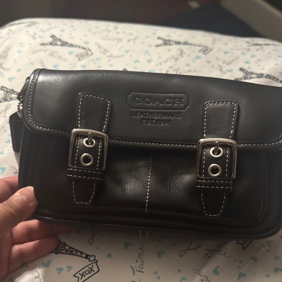 Coach Black Leather Messenger Bag - Picture 1 of 7